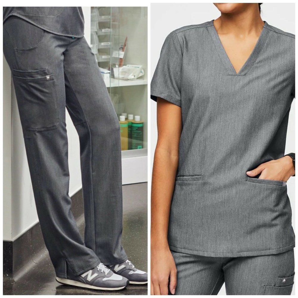 Figs Kade Cargo Pants Casma 3 Pocket Shirt Gray Scrubs Set Women’s Sz XS